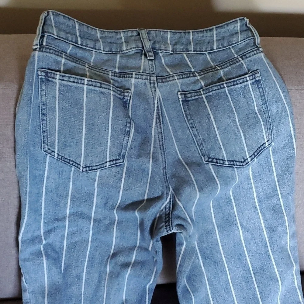 pacsun jeans women’s size 27 blue white Mom jean vertical stripes